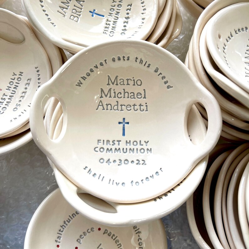 First Communion Gift Boy, Original Clarey Clayworks First Holy Communion Bowl, Personalized Gifts for Boy First Communion image 2