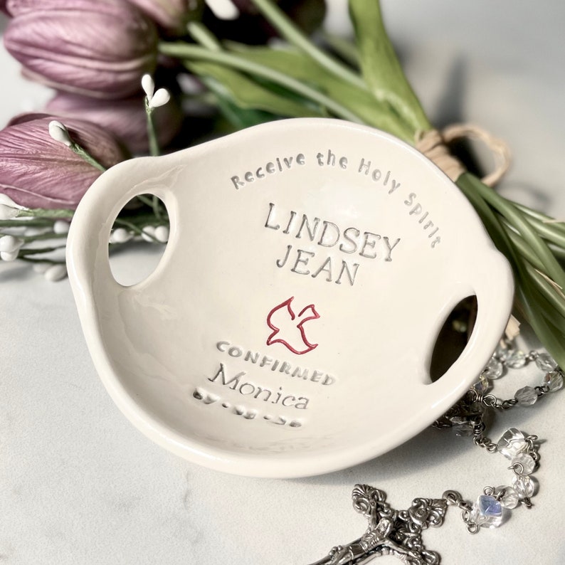 Confirmation Gifts for Girls Girls Confirmation Gifts Gift from Godparent Confirmation Gift from Parents Ceramic Jewelry Bowl image 4