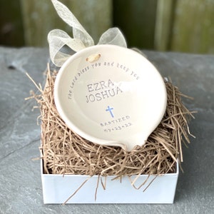 Personalized Ceramic Baptism Water Bowl, Goddaughter Christening Gift image 6