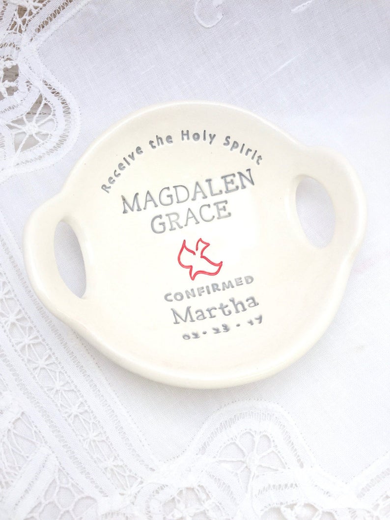 Confirmation Gifts for Girls Girls Confirmation Gifts Gift from Godparent Confirmation Gift from Parents Ceramic Jewelry Bowl image 5