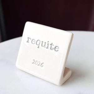 Handmade 2026 Word of the Year Tile: Inspirational Ceramic Sign for Resolutions