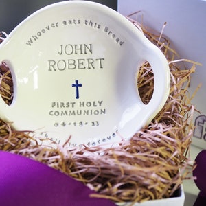 First Communion Gift Boy, Original Clarey Clayworks First Holy Communion Bowl, Personalized Gifts for Boy First Communion image 3