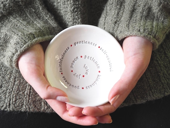 Fruits of the Spirit Ceramic Trinket Dish: Confirmation Gifts for Girls Catholic