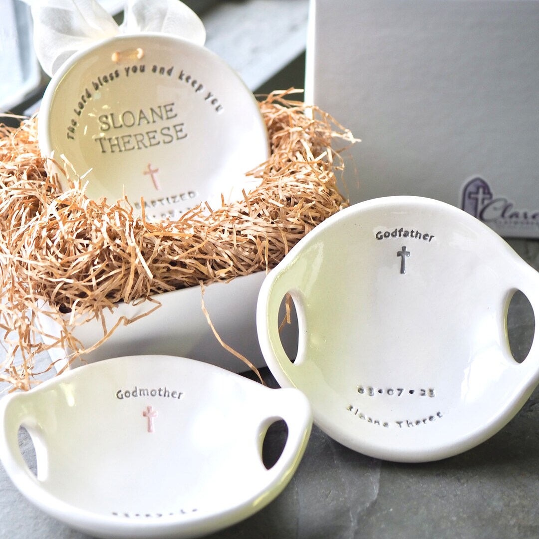 Baptism Bowl Gift Set Godparent Gifts Baptism Shell Baptism Etsy