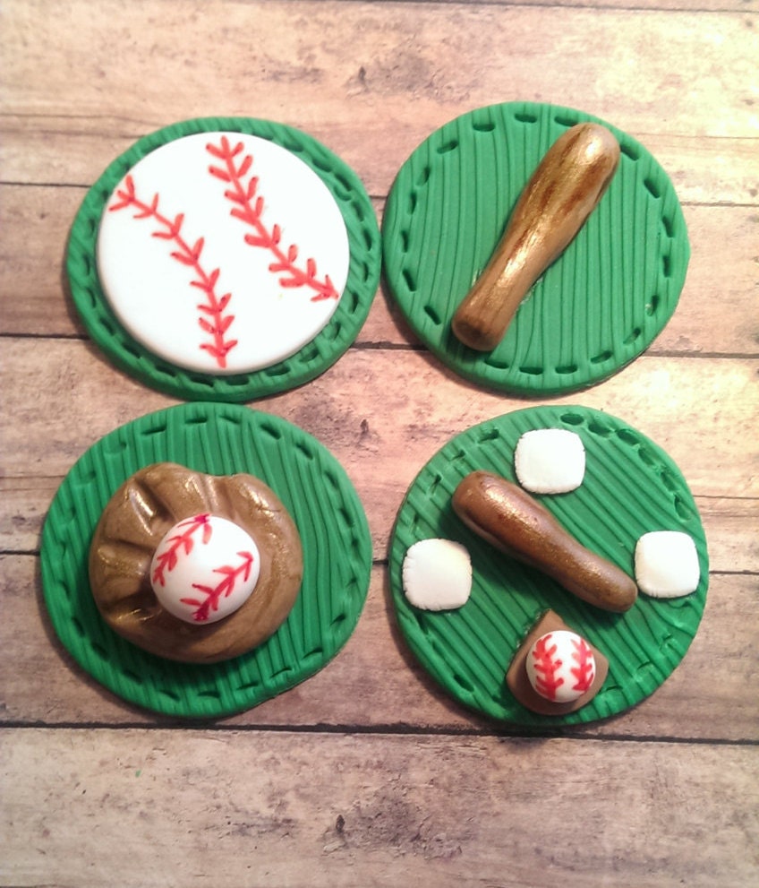 Baseball Fondant Cupcake Cake Cookie Toppers for your next Etsy