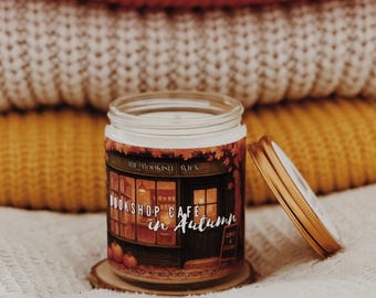 Pumpkin Spice Soy Wax Scented Candle, Scented Candle in a Glass Jar, Candle Gift, Handmade Candle, Vegan, Gift for Book Lovers