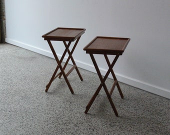 Danish Inspired Teak Tray Table // Folding Table // TV Table (Set of 2)