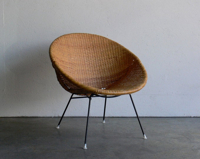 Mid Century Modern Rattan Lounge Chair - Etsy