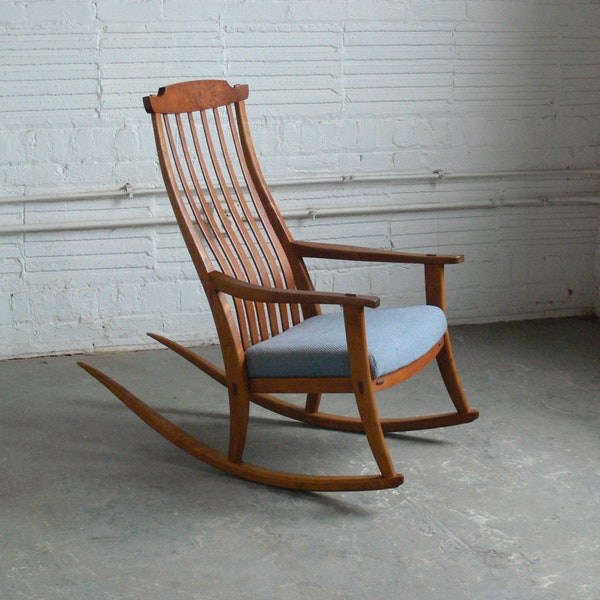 Vintage Studio Crafted Rocking Chair In the Manner of Sam Maloof  (1987)