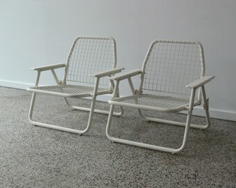Modernist Niels Gammelgaard Inspired for IKEA Wire Folding Lounge Chairs (Set of 2)