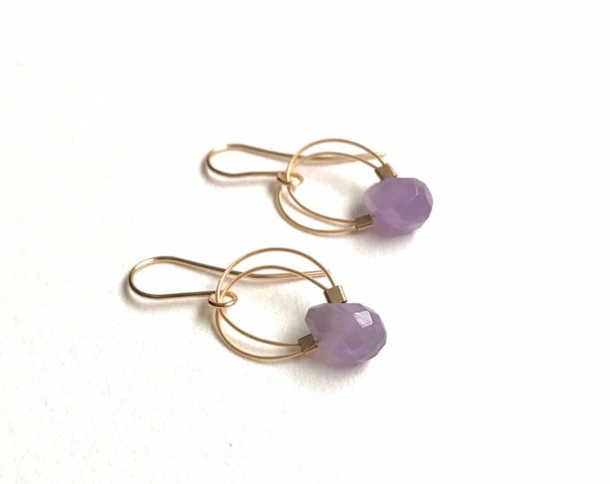 Amethyst and Gold Filled Wire Earrings