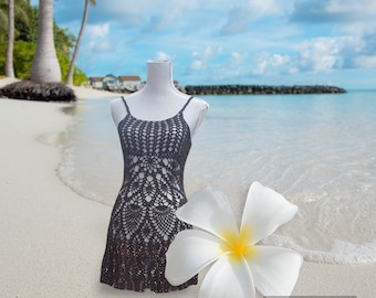 Custom Crochet Lace Mini Dress: Open Back Beach Cover-Up