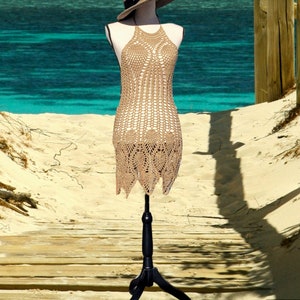 Beach Dress Tunic swimwear Cover or Festival Vacation Wear up Handmade Crochet  Custom Color & Size 2 weeks processing time