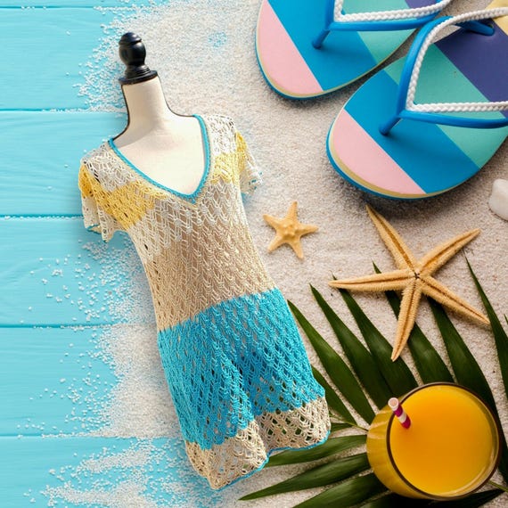 Handmade Crochet Lace Beach Dress: Breezy Cotton Tunic, US L - Etsy