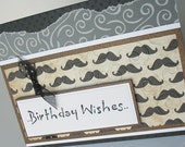 Birthday Greeting Card: Handmade Blank Birthday Note Card - Mustaches