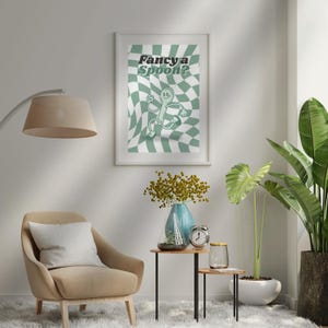 Lámina artística con divertidos juegos de palabras sobre comida: "Favorite a Spoon" - Decoración digital para la pared de la cocina - Descarga instantánea en formato JPG de alta calidad