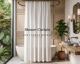 Modern Shower Curtain Mockup | Canva & Photoshop Bath Mockup