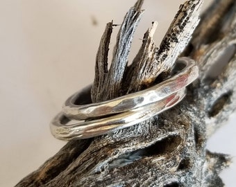 Ring Wood Grain Ring, Sterling Silver Ring, Stackable Ring, Thin Silver Ring, Womens and Mens Copper Ring