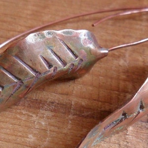 Organic Leaf Copper Earrings image 3