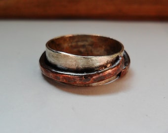 Sterling Silver Band Ring, Sterling Silver Ring, Copper Sterling, Knuckle Ring, Sterling Silver with copper