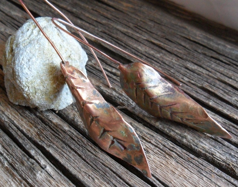 Organic Leaf Copper Earrings image 4