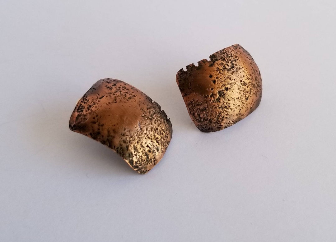 Hammered Copper Geometric Earrings, Copper Earrings, Post Earrings, Hammered Copper Earrings