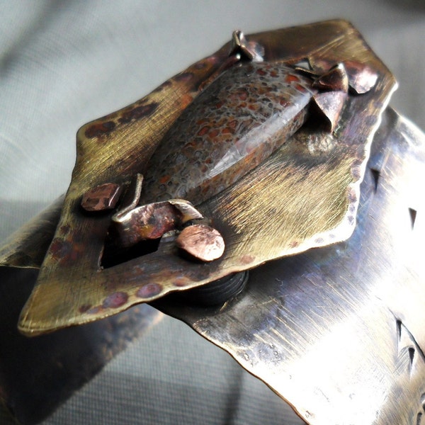 Bracelet   Dinosaur Bone on Cold Connected Brass Cuff Bracelet