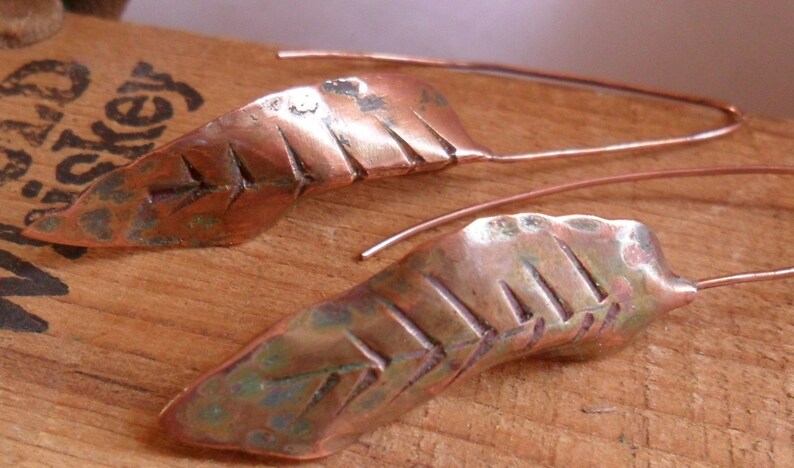 Organic Leaf Copper Earrings image 5