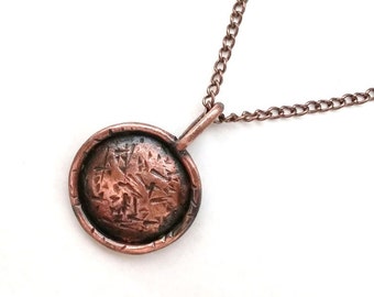 Copper Jewelry, Mens Copper Jewelry, Womens Copper Jewelry, Mens Necklace, Womens Necklace, Round Necklace