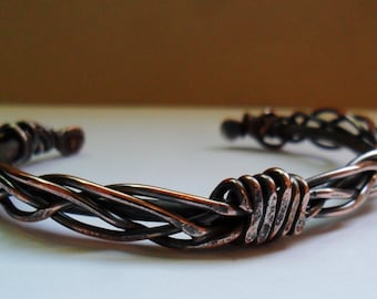 French Braided Copper Wire Cuff for Men or Women