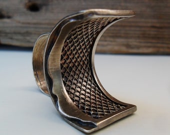 Sterlingzilveren avant-garde moderne statementring, kunstwerk, sterlingzilveren bandring