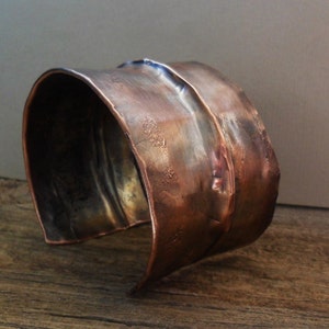 Fold Formed Copper Brass Cuff Bracelet Men Women