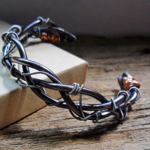 Braided Copper Jewelry for Men or Women, Copper Jewelry, Copper Cuff Bracelet with Guitar Strings, Holiday Gift Ideas