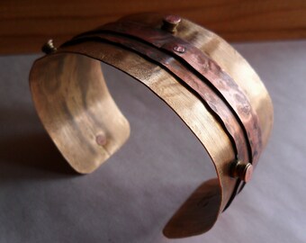 Copper Bracelet Band of Copper and Brass Cuff