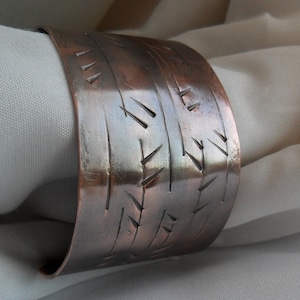 Textured Copper Cuff Bracelet Mens Womens
