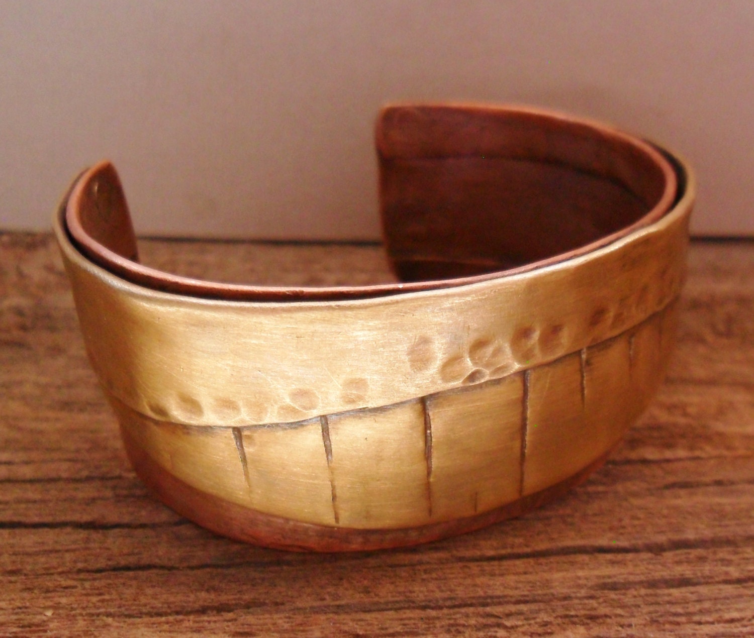 Copper Brass Cuff Bracelet Layered Original Design Etsy