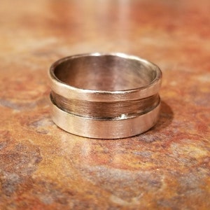 Sterling Silver Band Ring, Fold Formed Mens Womens Wedding Band, Band Ring, Simple Silver Ring, Womens Wide Ring, Mens Wide Ring