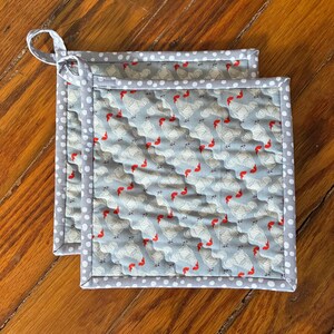 Set of Quilted Pot Holders Chicken Country