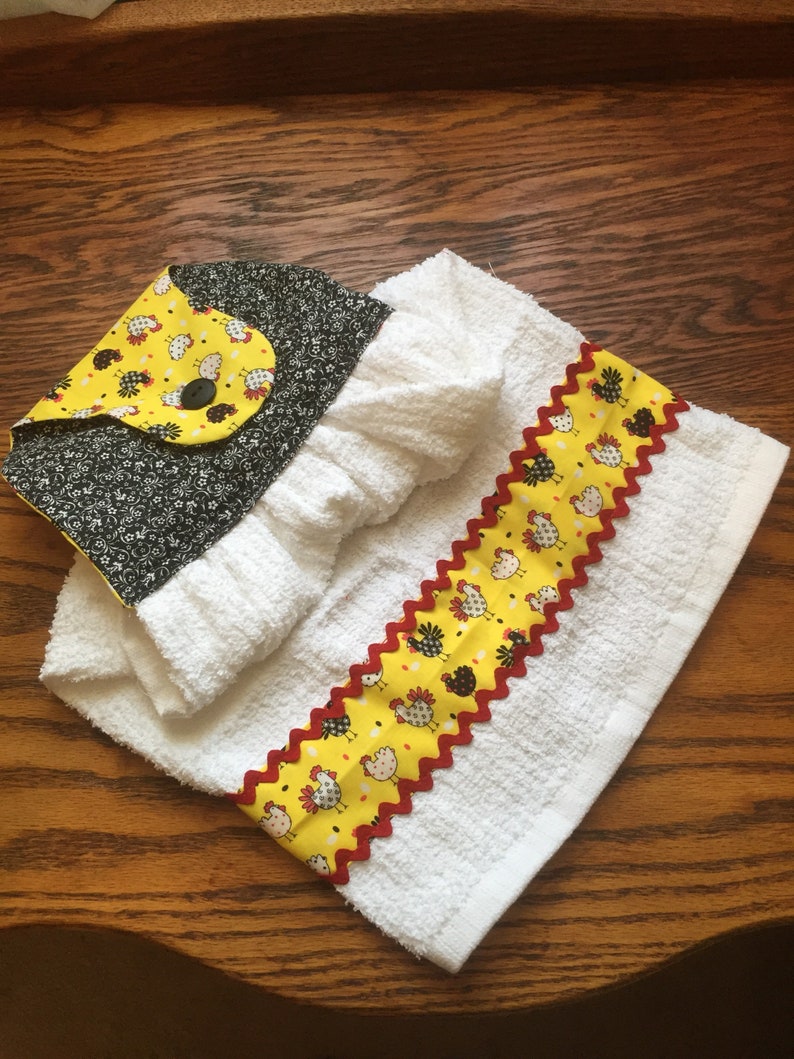 Kitchen Dish Towel Decorative Hanging Chickens Hens Country Etsy