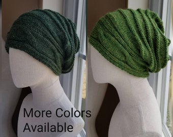 MORE COLORS - Alpaca and Wool Cable Slouch Hat - Unisex - Men - Women - 9 Colors Available