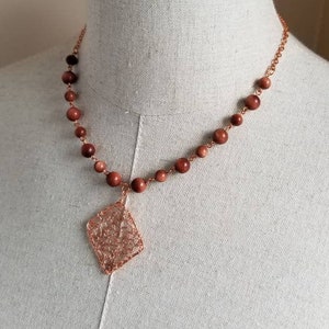 Goldstone and Knit Copper Pendant Necklace