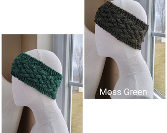 MORE COLORS - Braided Cable Headband - Ear warmer - in Donegal Tweed Wool - Blue, Purple, Green, Tan, Gray, Red