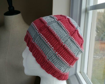 Red and Gray Knit Color Block Hat - Regular Price 42.00 - FINAL SALE