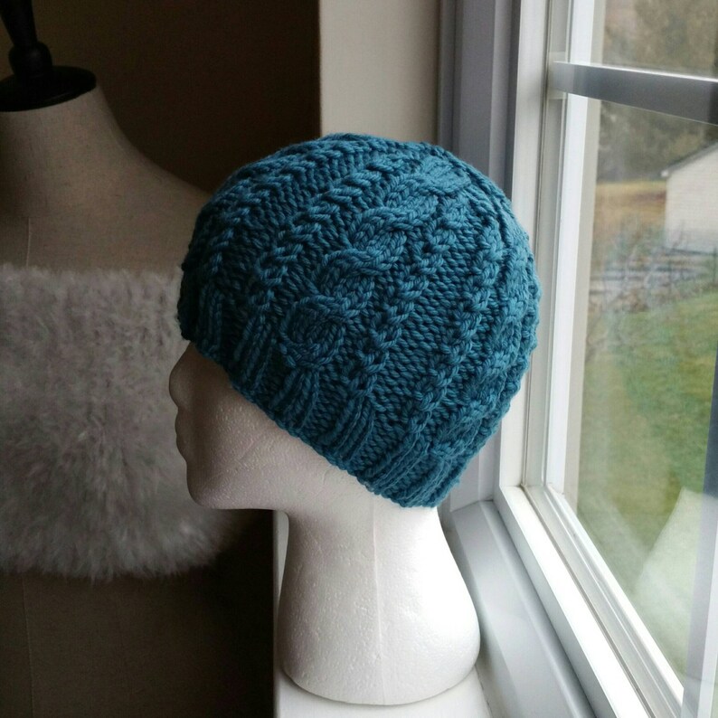 Cable Knit Bun Hat Pattern Pony Tail Hat Pattern Knitting Pattern image 2