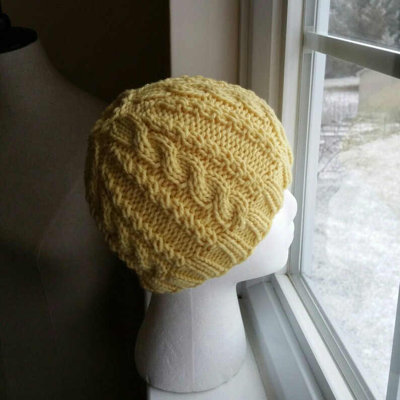 Cable Knit Bun Hat Pattern Pony Tail Hat Pattern Knitting Pattern image 5