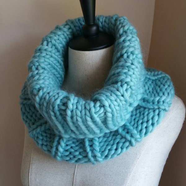 Wool Ribbed Cowl in Aqua - Outlander - 100% Wool - Regular Price 50.00 - FINAL SALE