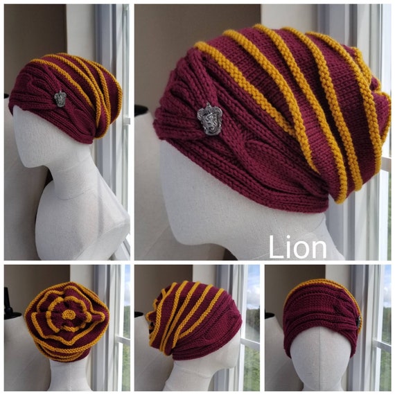 Magical Houses Slouch Hats - Wool - With or Without the House Crest Pin - Lion, Serpent, Eagle, Badger