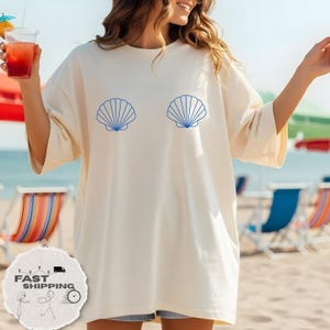 Mermaid Bra Seashell T Shirt, Comfort Colors® Custom Seashell Bra T Shirt, Vacation Tee Cute Summer Shirt Beach T-Shirt, Mermaid T Shirt