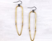 Long Brass Dangle Hoop Earrings- Hinge Hoop