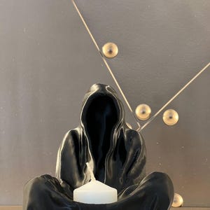 Mystic Kaarsenhouder met kap – Zwart, minimalistisch 3D-geprint huisdecor